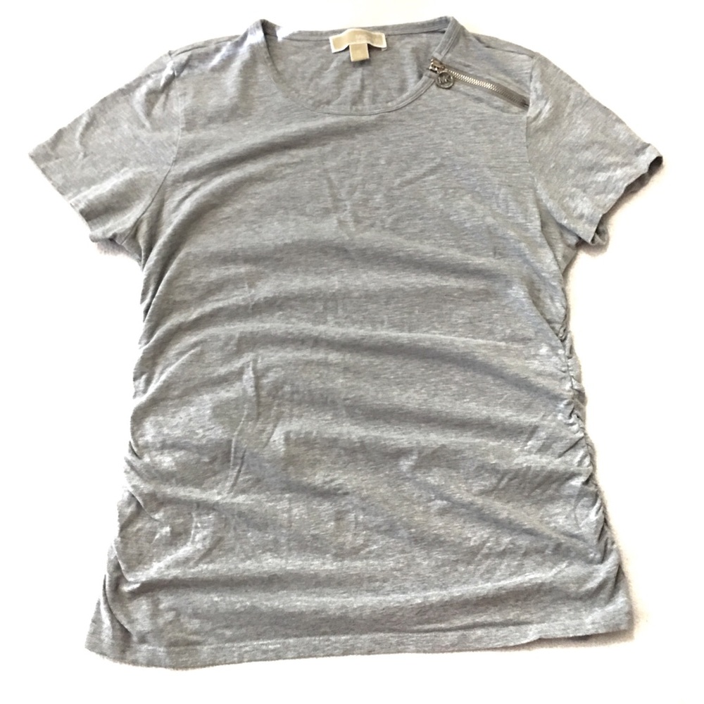 Michael Kors Zip Shoulder Ruched Waist T Shirt XL